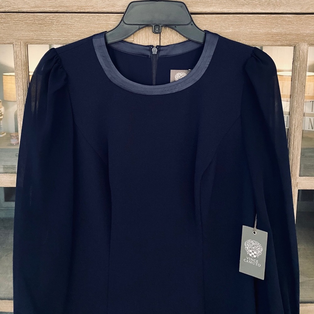 NWT Vince Camuto Chiffon Long Sleeve Dress 6 - Picture 3 of 4